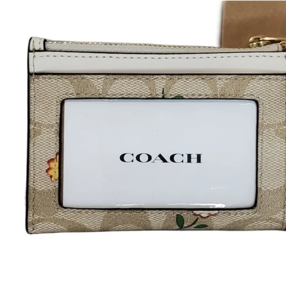 Coach Mini Skinny Id Case In Signature Canvas With Ditsy Print NWT - Picture 3 of 6